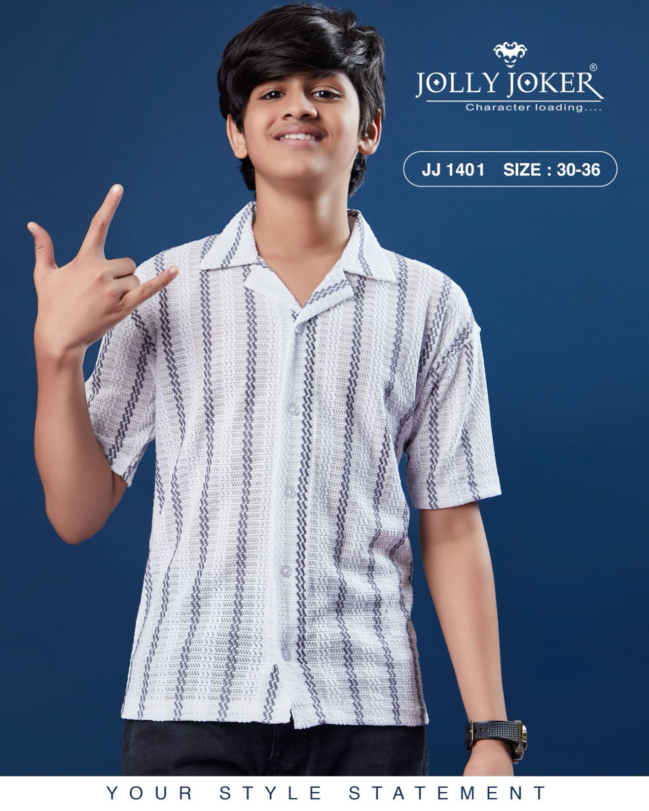 Jj 1401 Jolly Joker Jacquard Boys Shirt Supplier India