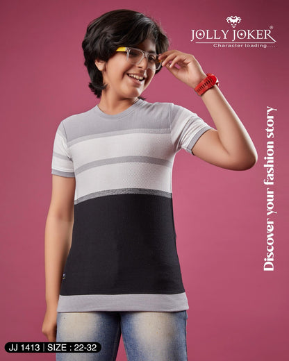 Jj 1413 Jolly Joker Diagonal Boys Tshirt Wholesaler India