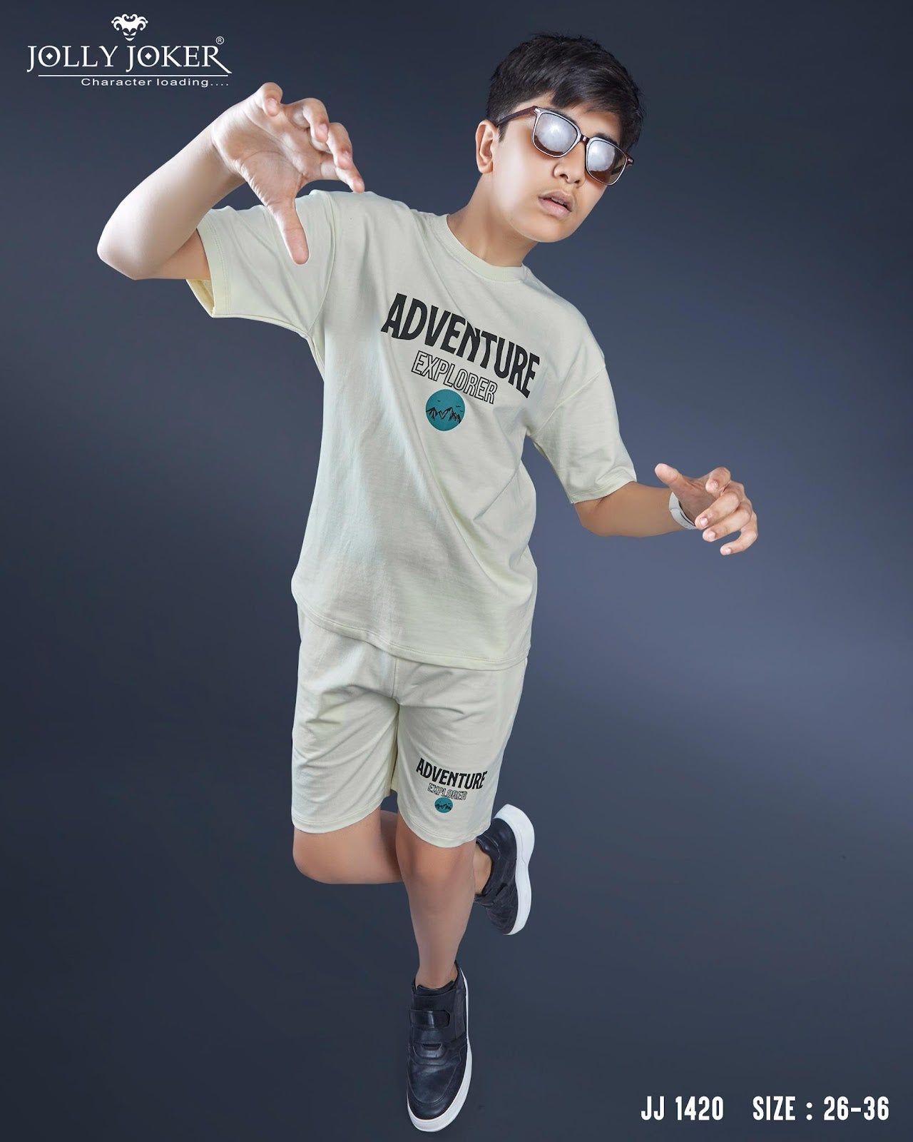 Jj 1420 Jolly Joker Cotton Looper Boys Shorts Set Supplier