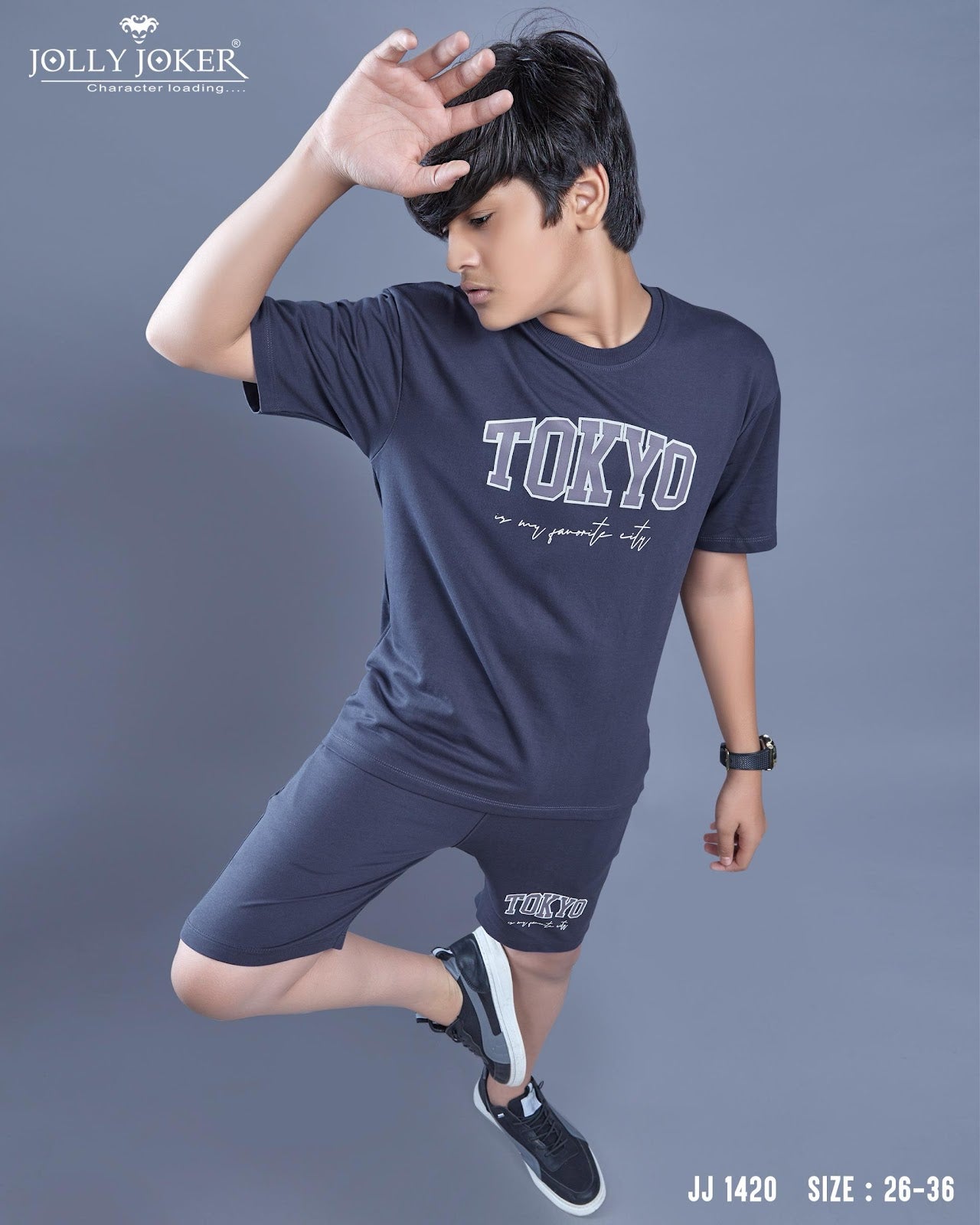 Jj 1420 Jolly Joker Cotton Looper Boys Shorts Set Supplier