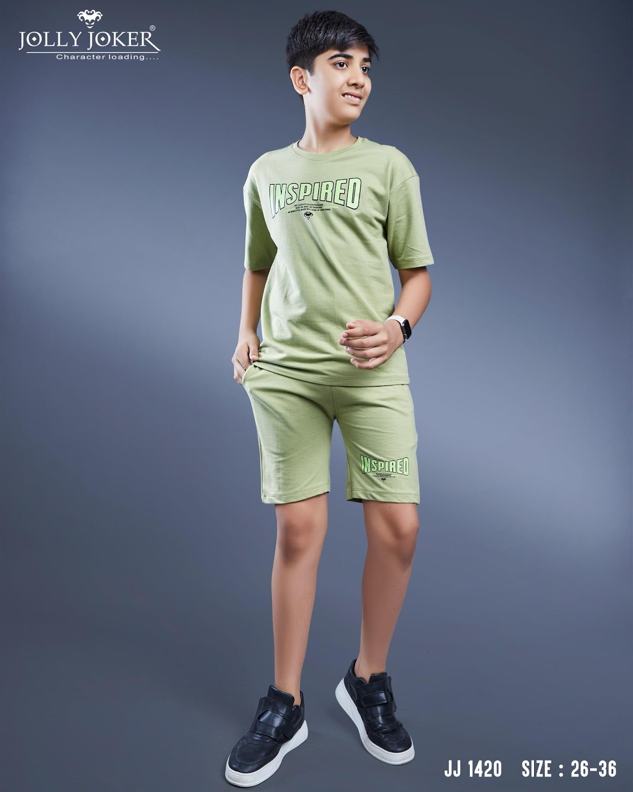 Jj 1420 Jolly Joker Cotton Looper Boys Shorts Set Supplier