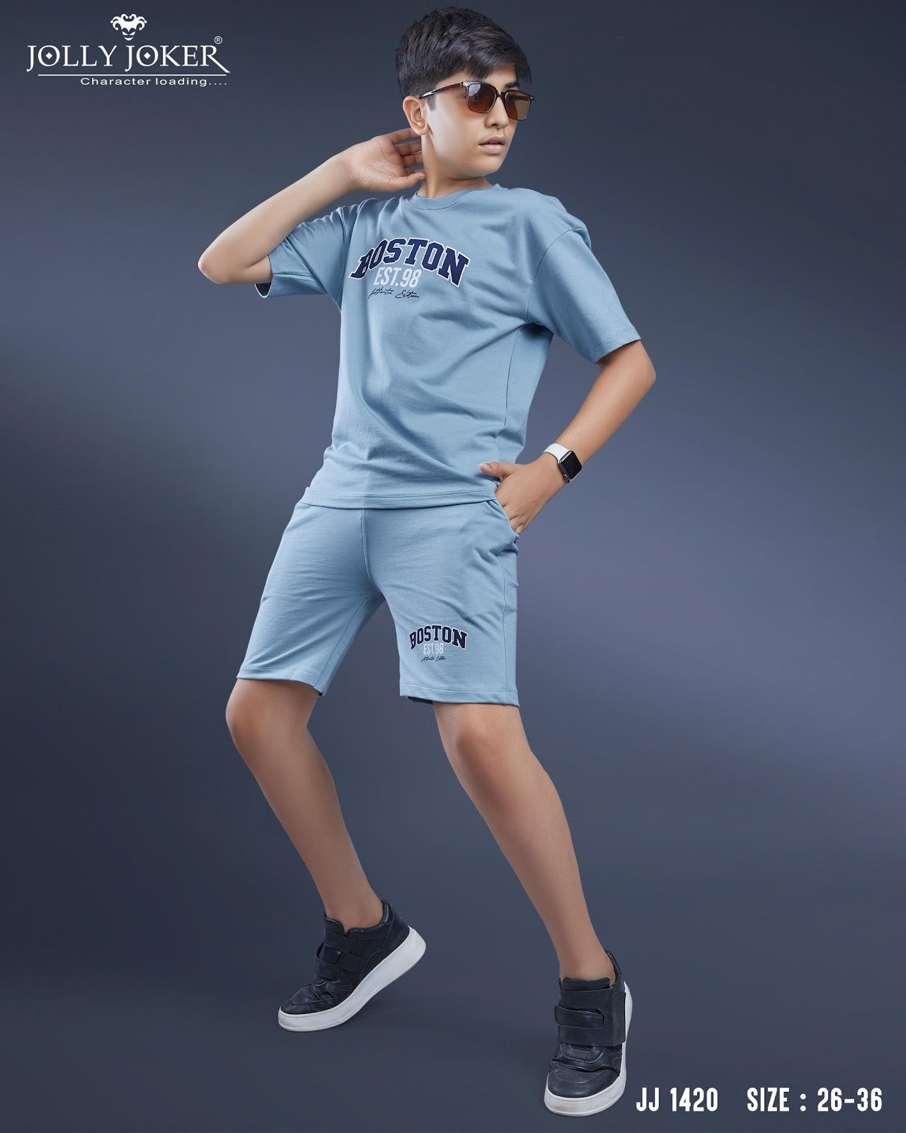 Jj 1420 Jolly Joker Cotton Looper Boys Shorts Set Supplier