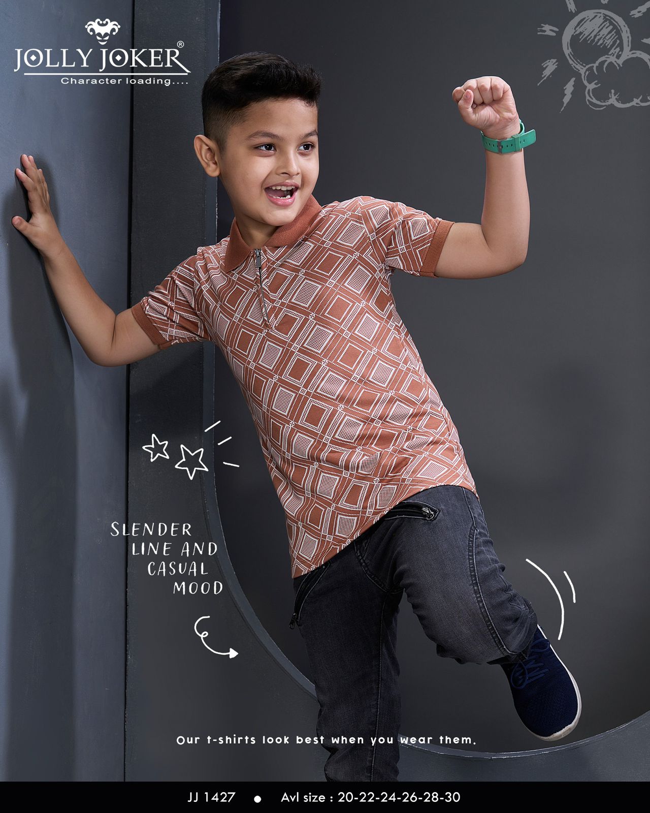 Jj 1427 Jolly Joker Cotton Jacquard Boys Tshirt Manufacturer Ahmedabad
