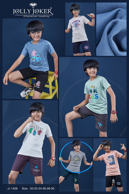 Jj 1428 Jolly Joker Tencil Boys Shorts Set Exporter Gujarat