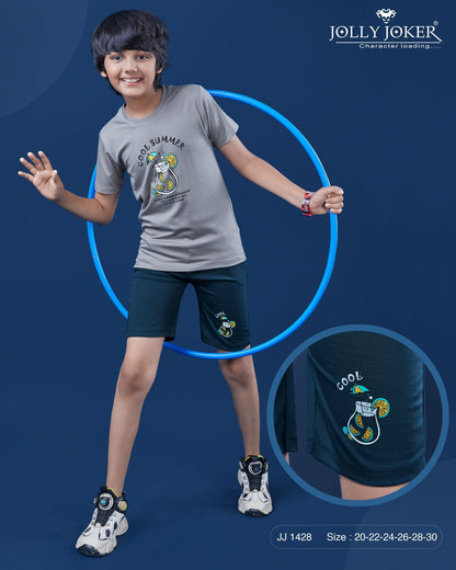 Jj 1428 Jolly Joker Tencil Boys Shorts Set Exporter Gujarat