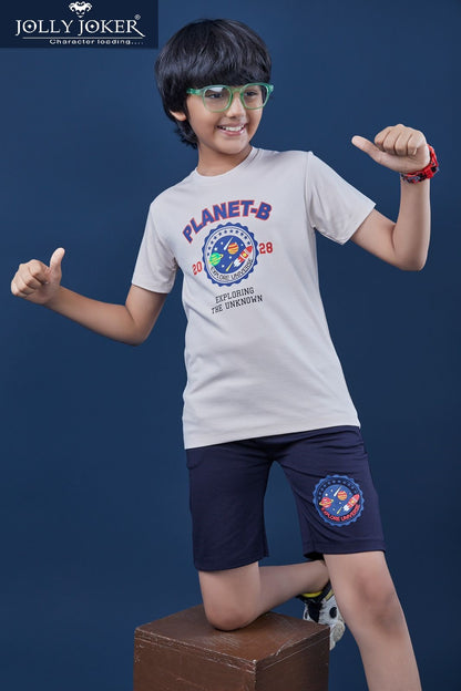 Jj 1428 Jolly Joker Tencil Boys Shorts Set Exporter Gujarat