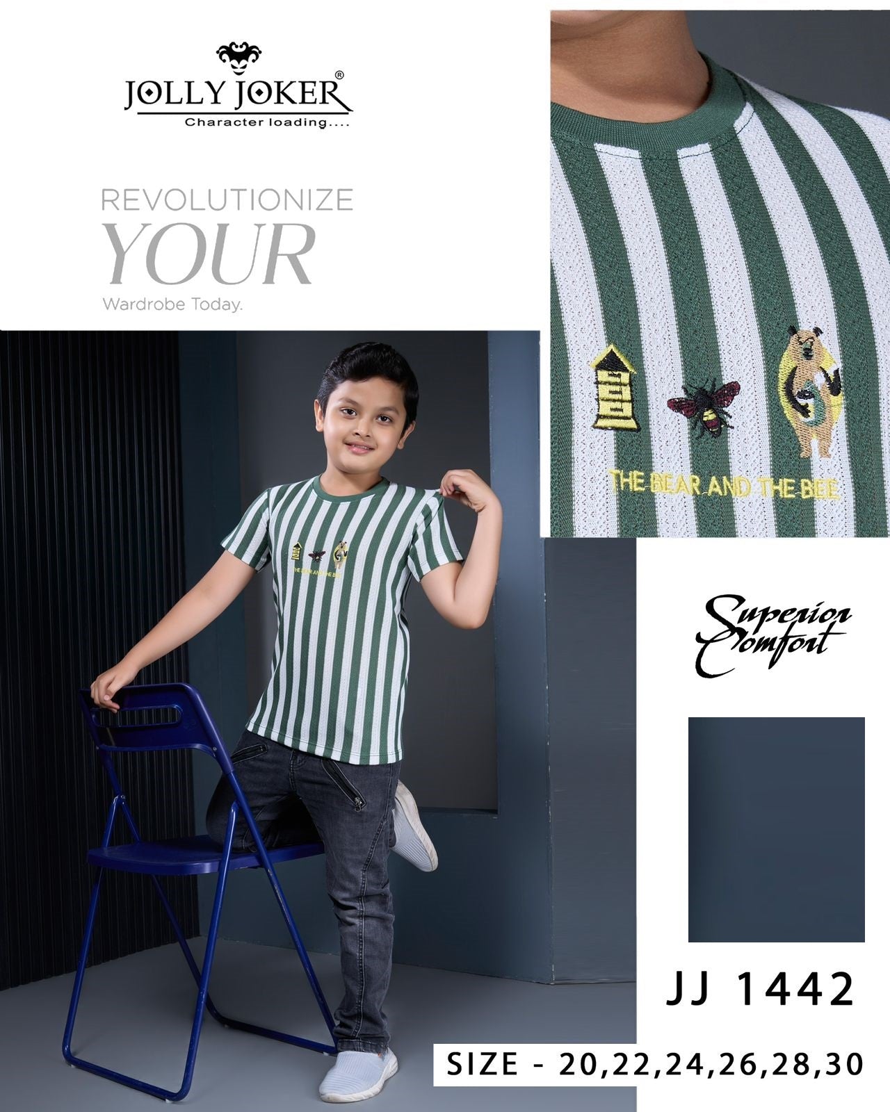 Jj 1442 Jolly Joker Stripes Boys Tshirt Exporter