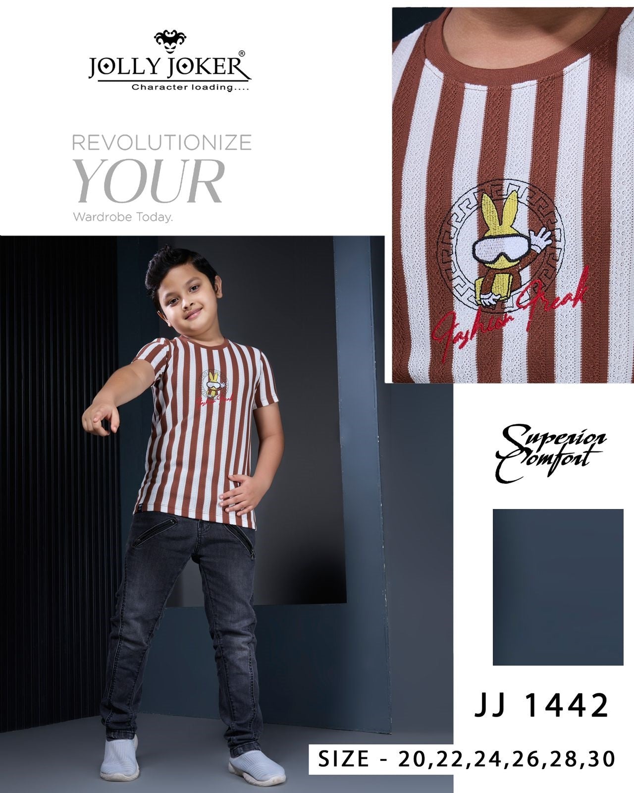 Jj 1442 Jolly Joker Stripes Boys Tshirt Exporter