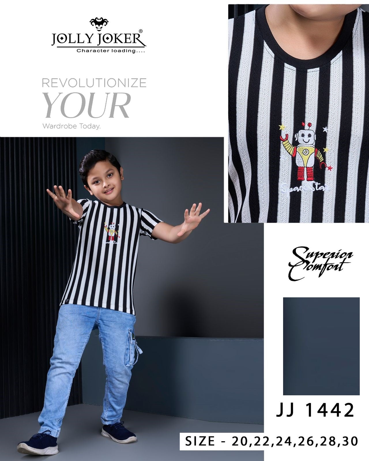 Jj 1442 Jolly Joker Stripes Boys Tshirt Exporter