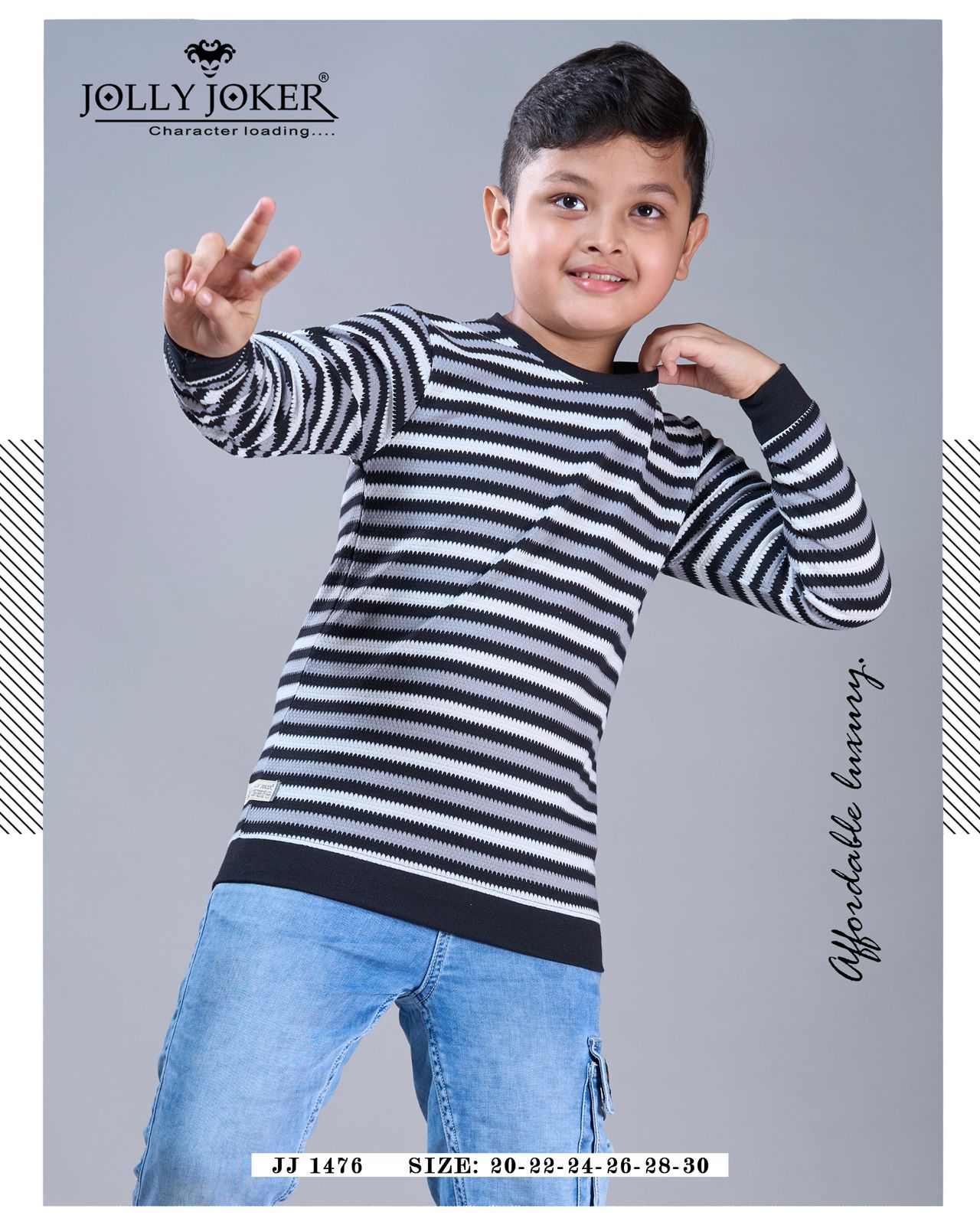 Jj 1476 Jolly Joker Zig Zag Boys Tshirt Wholesale Rate