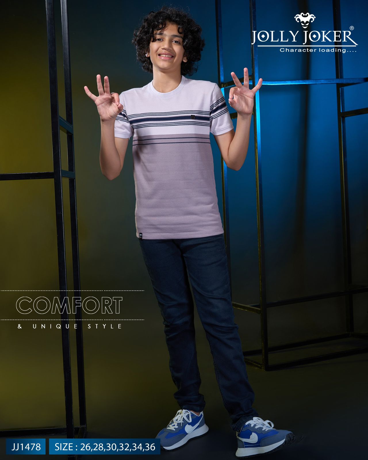 jj 1478 jolly joker auto stripes boys tshirt manufacturer india