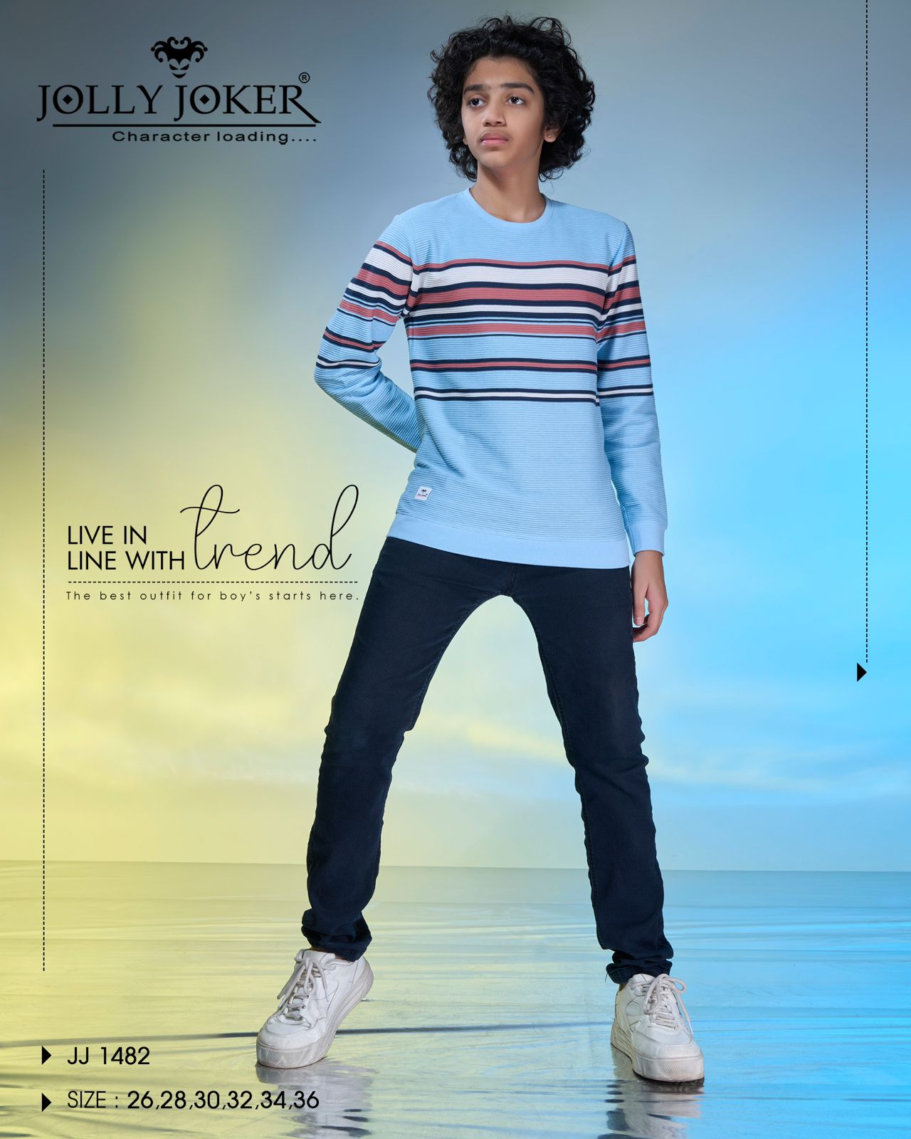 Jj 1482 Jolly Joker Auto Stripes Boys Tshirt Supplier India