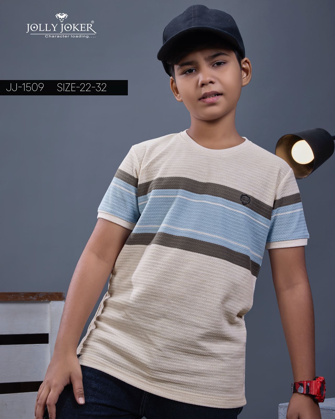 Jj 1509 Jolly Joker Auto Stripes Boys Tshirt Supplier India