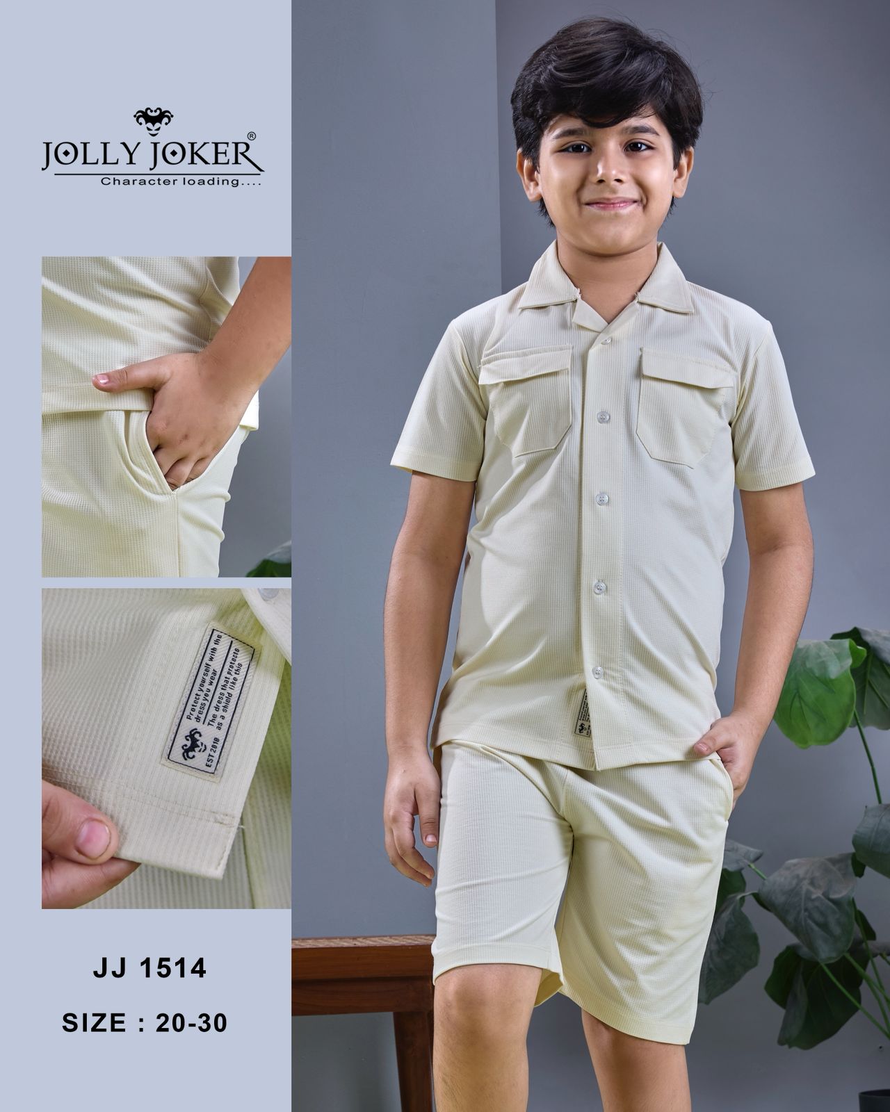 Jj 1514 Jolly Joker Waffle Knit Boys Co Ord Set Supplier Ahmedabad