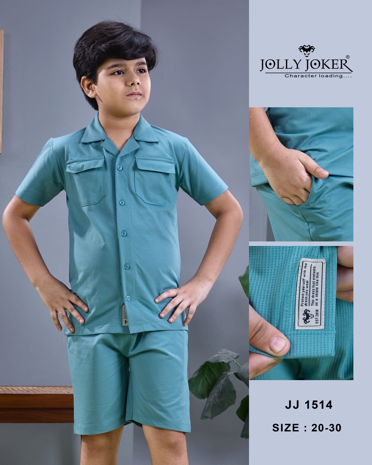 Jj 1514 Jolly Joker Waffle Knit Boys Co Ord Set Supplier Ahmedabad