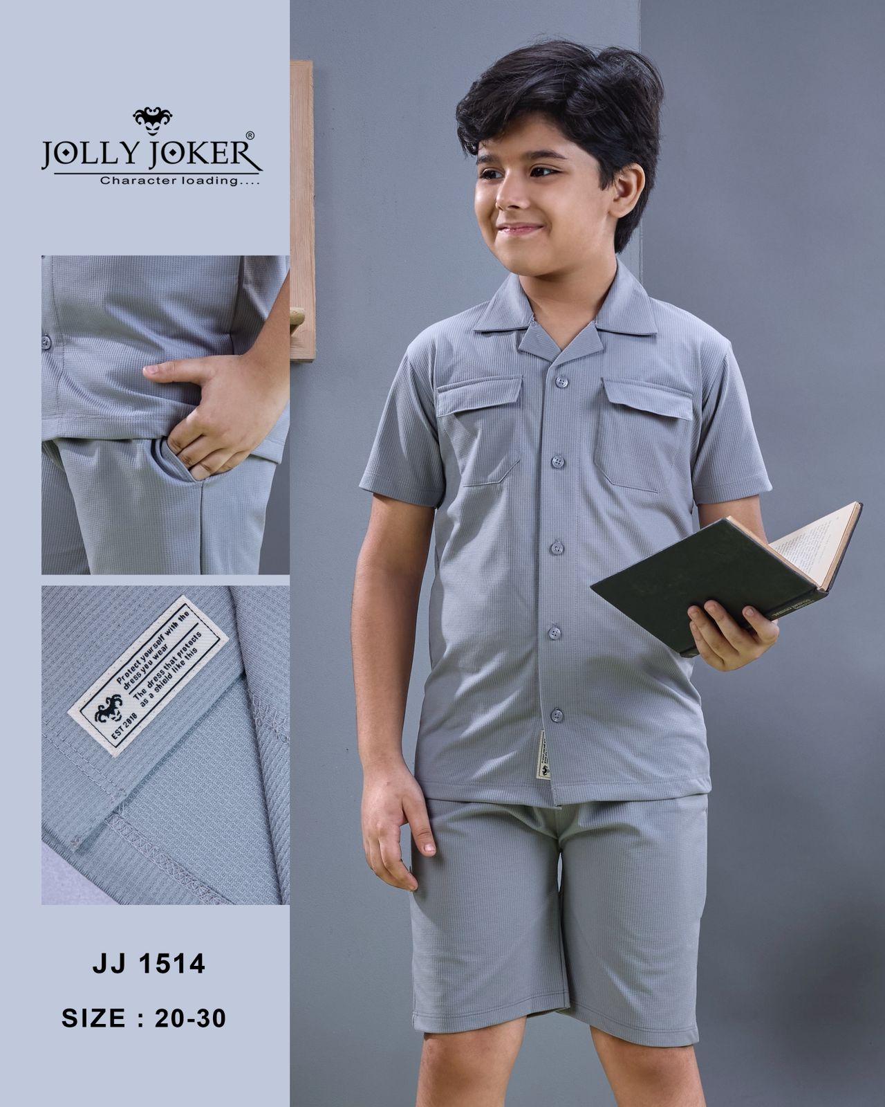 Jj 1514 Jolly Joker Waffle Knit Boys Co Ord Set Supplier Ahmedabad