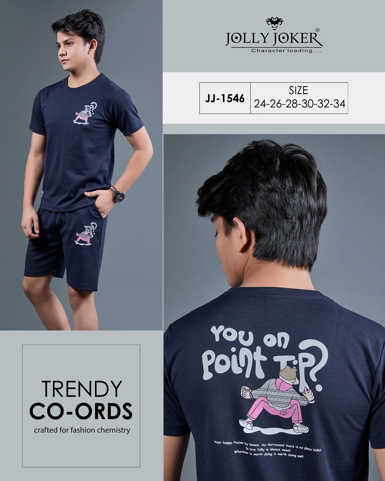Jj 1546 Jolly Joker Canvas Boys Co Ord Set Supplier India