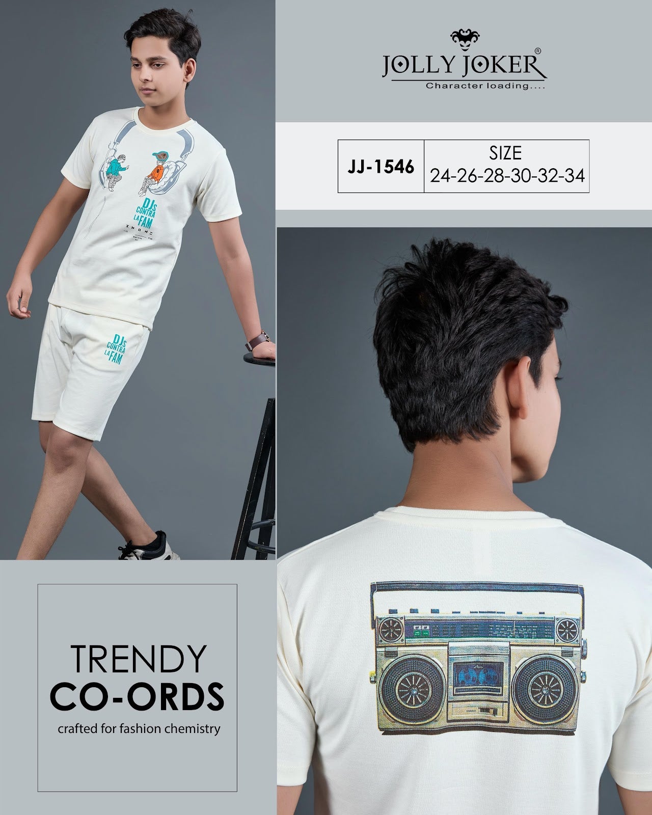 Jj 1546 Jolly Joker Canvas Boys Co Ord Set Supplier India
