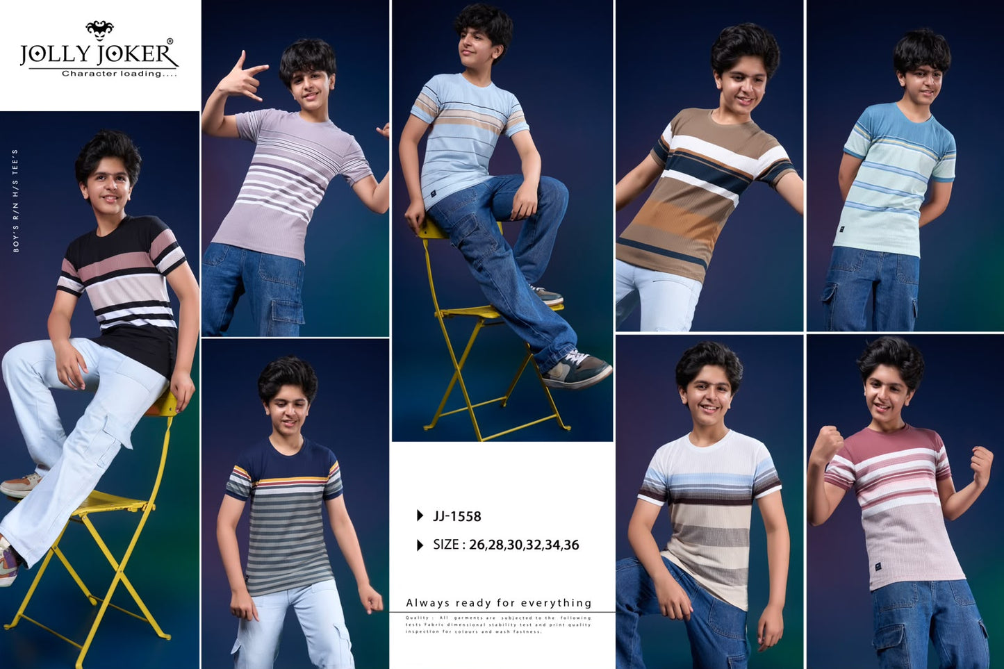 Jj 1558 Strips Jolly Joker Fancy Boys Tshirt Supplier Ahmedabad