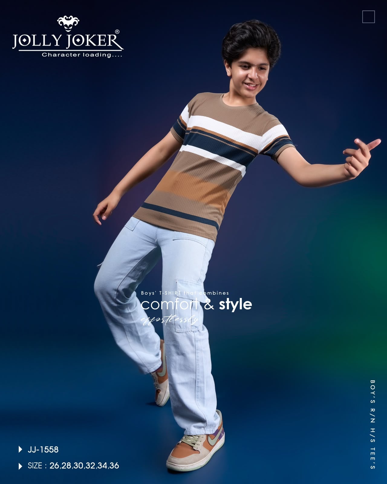 Jj 1558 Strips Jolly Joker Fancy Boys Tshirt Supplier Ahmedabad