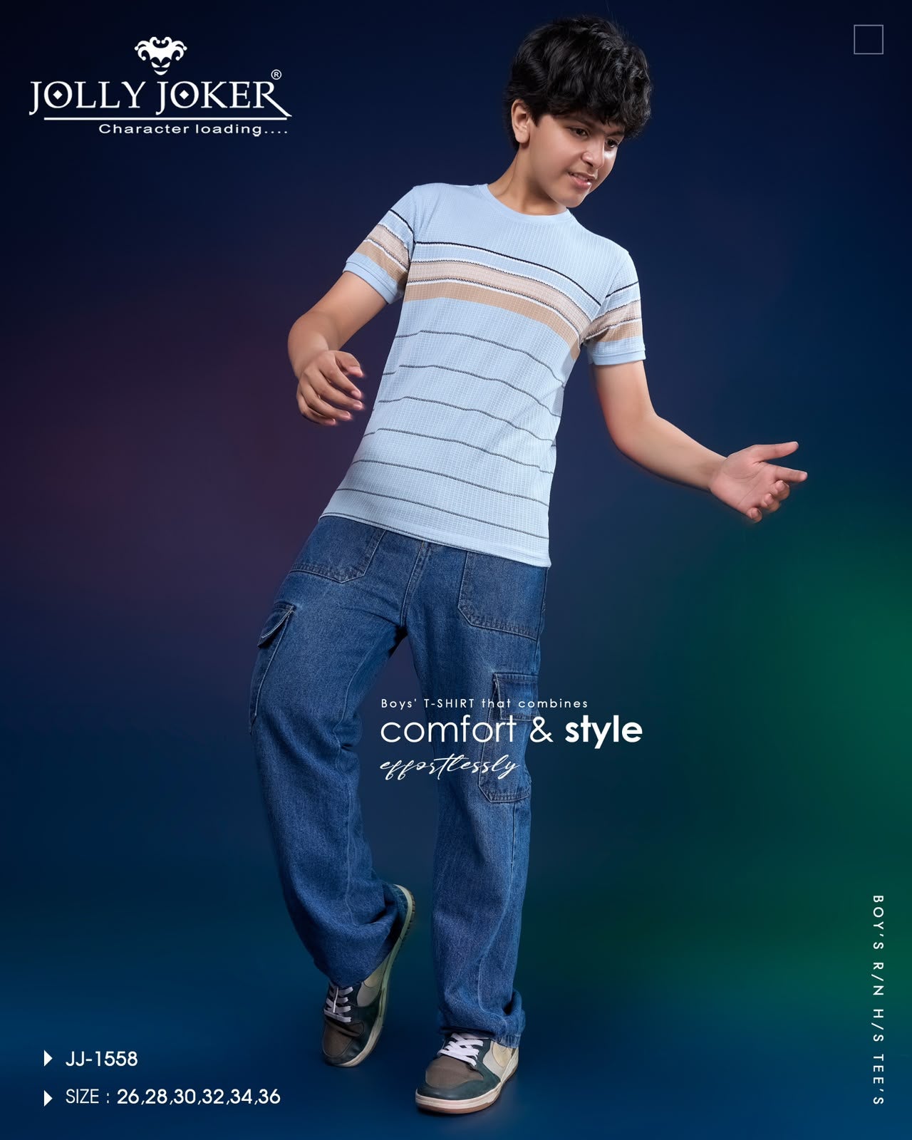 Jj 1558 Strips Jolly Joker Fancy Boys Tshirt Supplier Ahmedabad