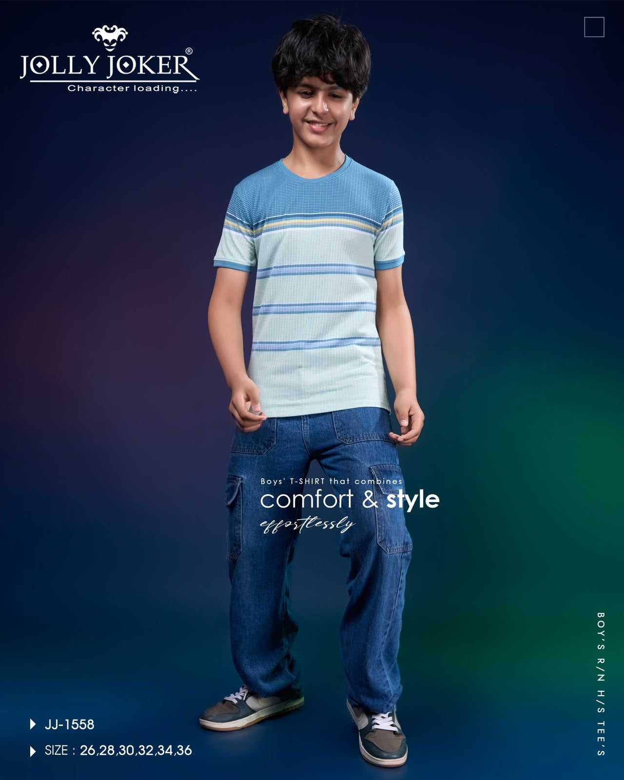 Jj 1558 Strips Jolly Joker Fancy Boys Tshirt Supplier Ahmedabad