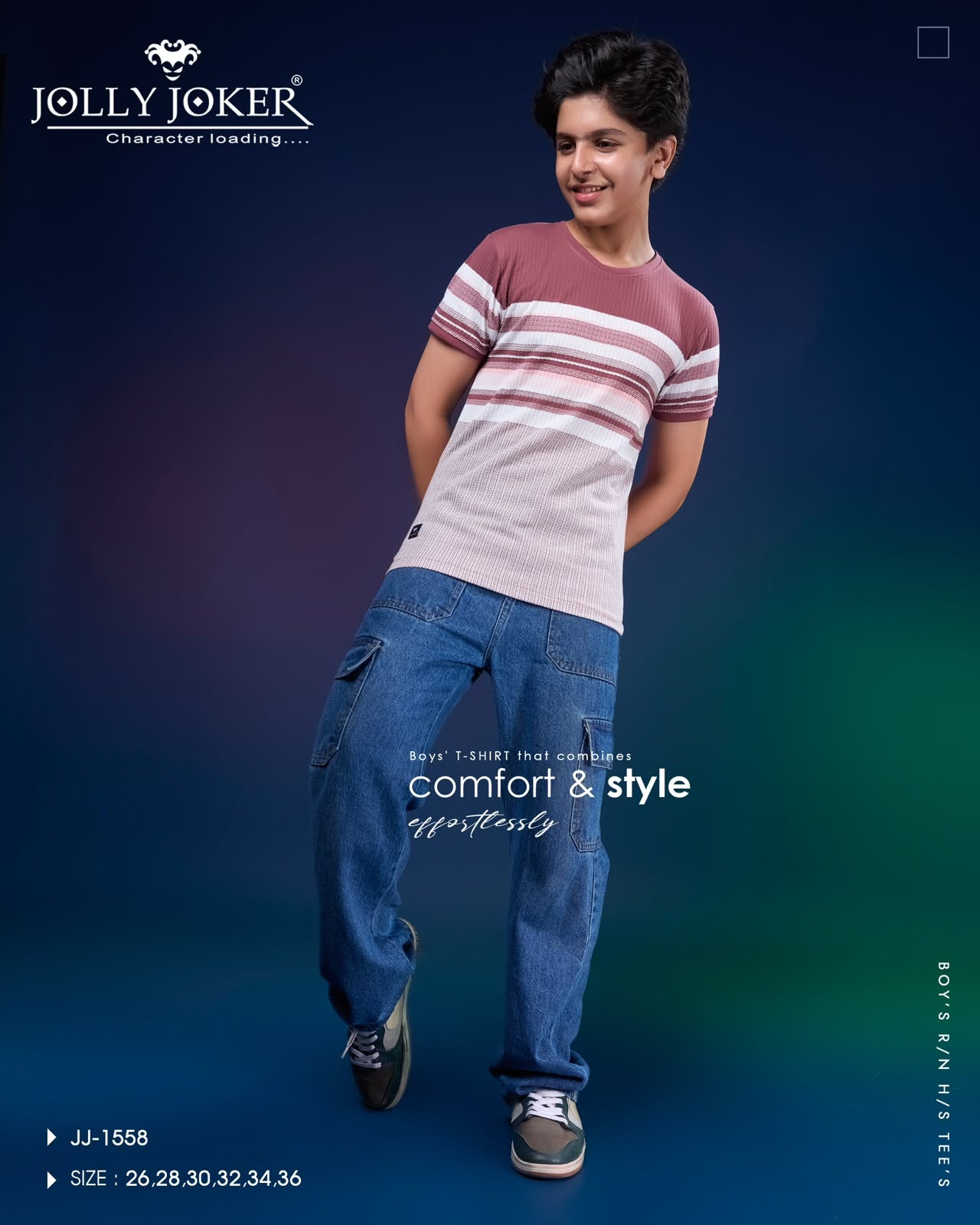 Jj 1558 Strips Jolly Joker Fancy Boys Tshirt Supplier Ahmedabad
