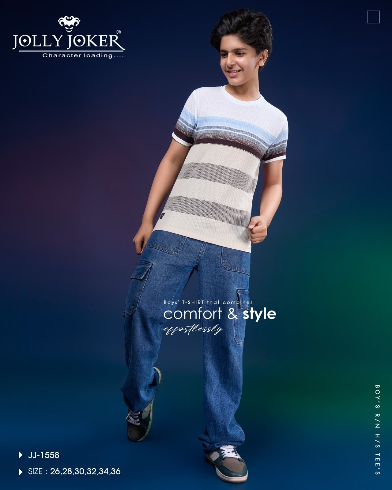 Jj 1558 Strips Jolly Joker Fancy Boys Tshirt Supplier Ahmedabad