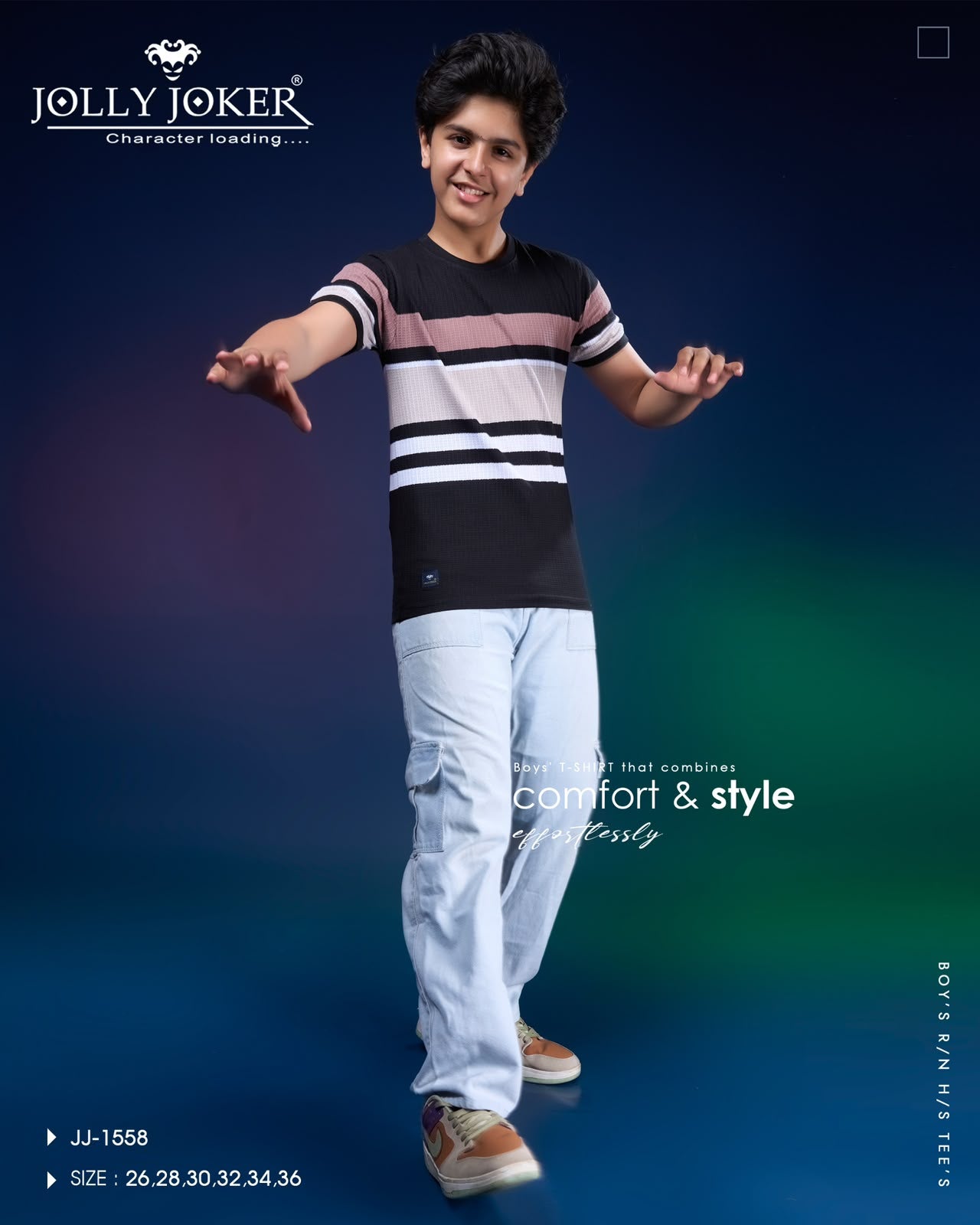 Jj 1558 Strips Jolly Joker Fancy Boys Tshirt Supplier Ahmedabad