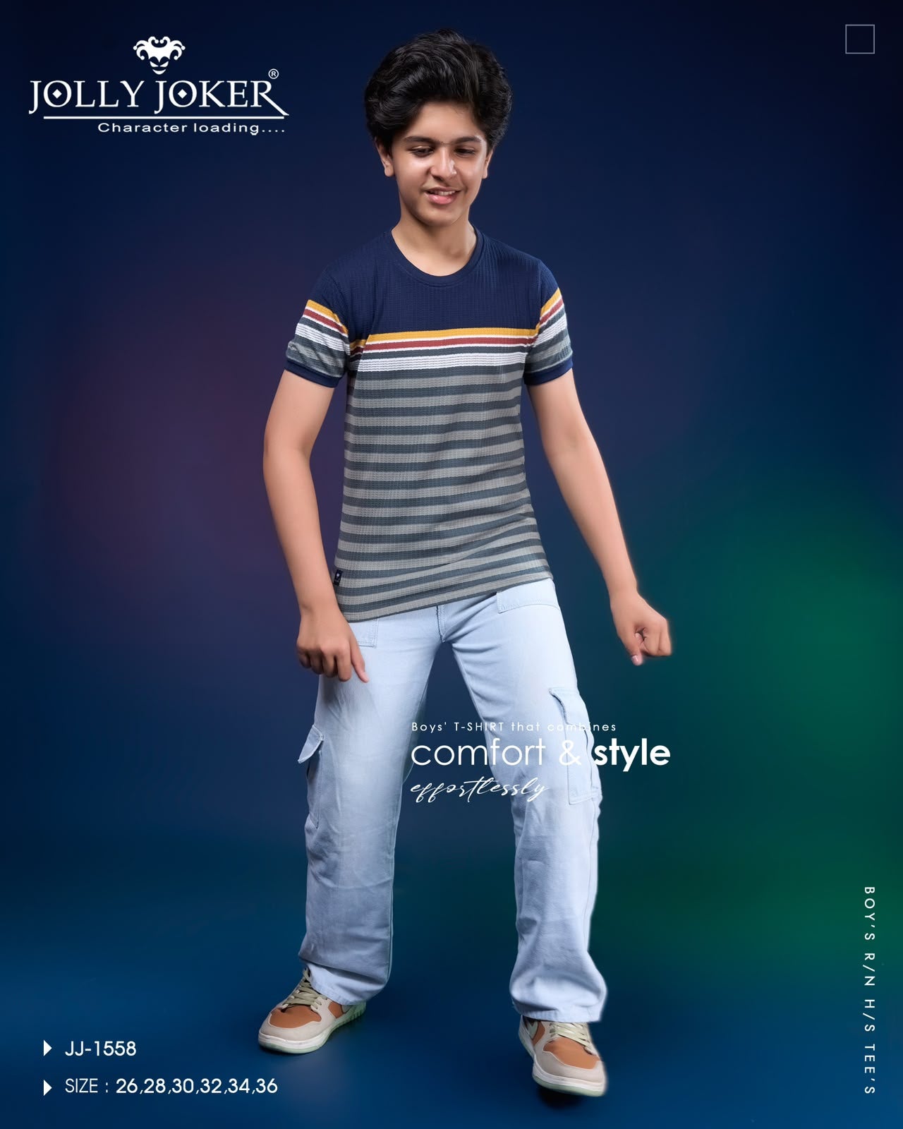 Jj 1558 Strips Jolly Joker Fancy Boys Tshirt Supplier Ahmedabad