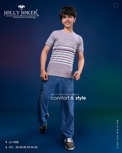 Jj 1558 Strips Jolly Joker Fancy Boys Tshirt Supplier Ahmedabad