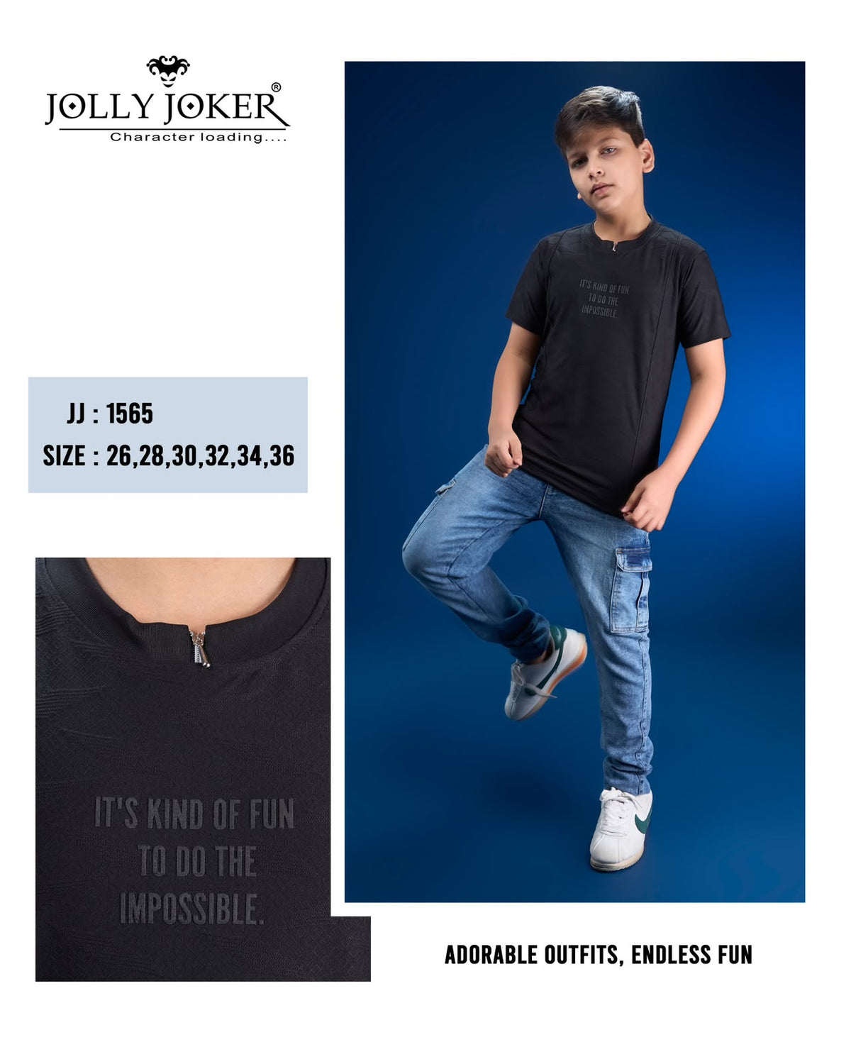 Jj 1565 Jolly Joker Fake Cotton Boys Tshirt Supplier Gujarat
