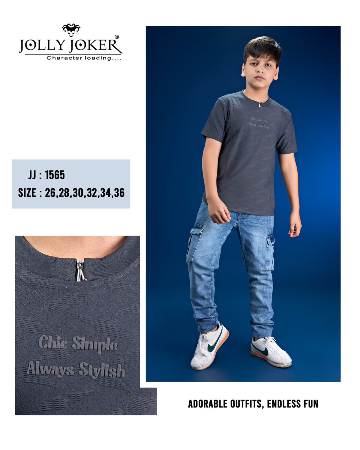 Jj 1565 Jolly Joker Fake Cotton Boys Tshirt Supplier Gujarat
