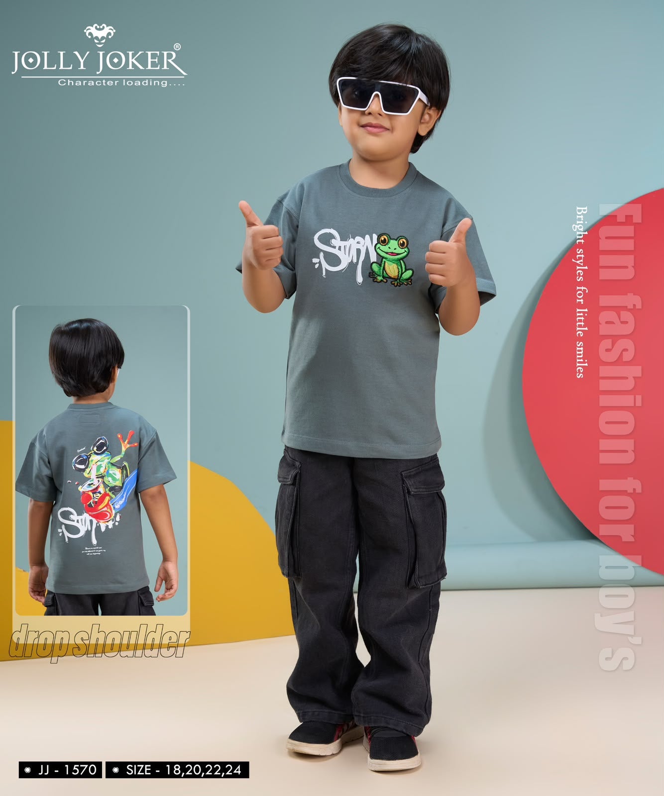 Jj 1570 Drop Shoulder Jolly Joker Cotton Looper Boys Tshirt Exporter