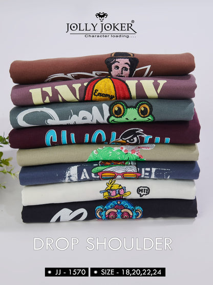 Jj 1570 Drop Shoulder Jolly Joker Cotton Looper Boys Tshirt Exporter