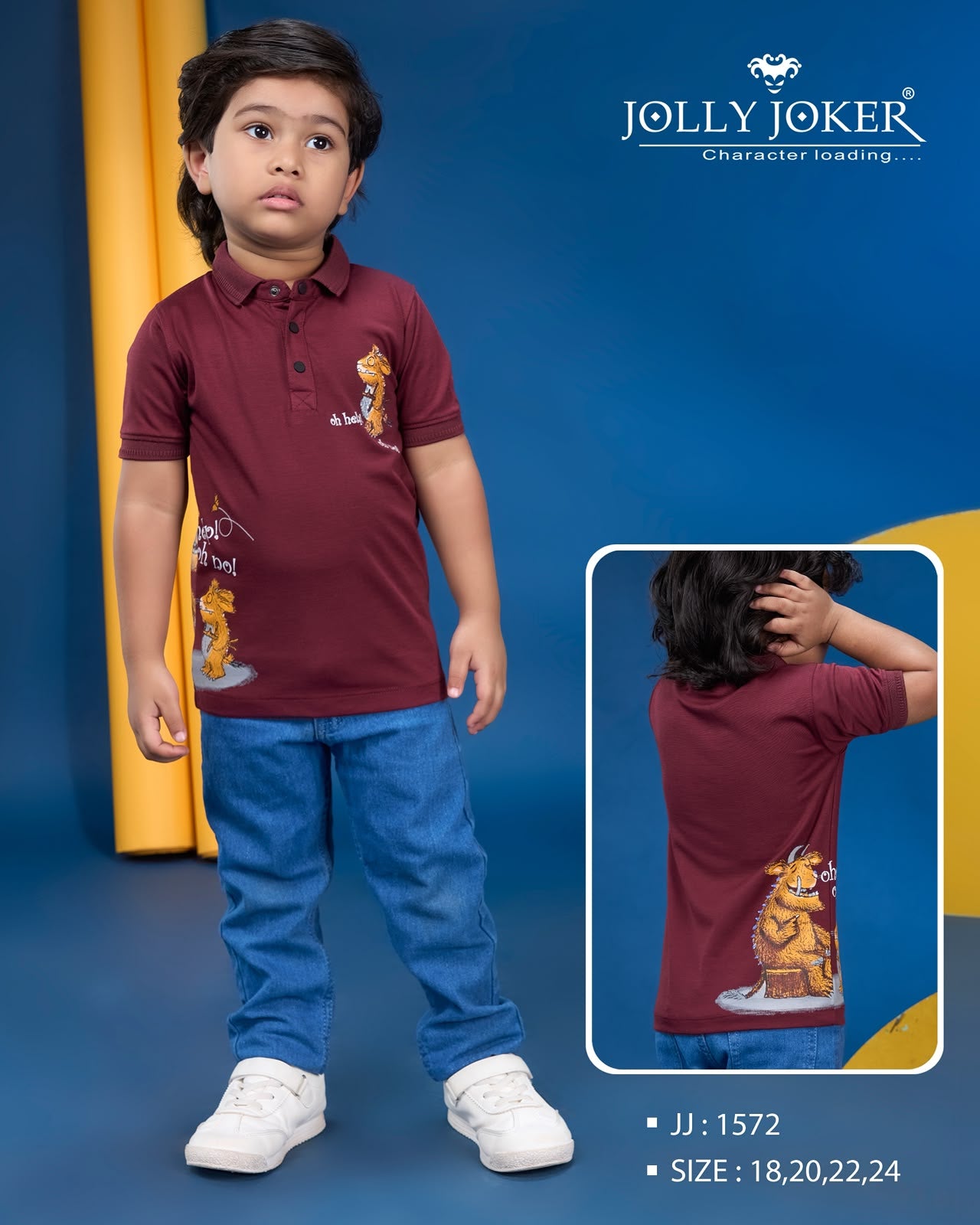 Jj 1572 Cartoon Print Jolly Joker Tencil Boys Tshirt Supplier Ahmedabad