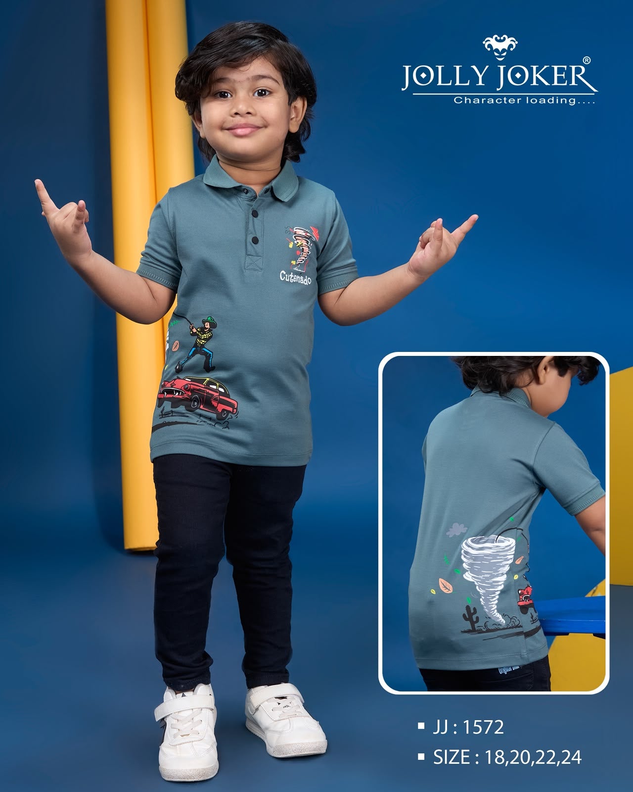 Jj 1572 Cartoon Print Jolly Joker Tencil Boys Tshirt Supplier Ahmedabad