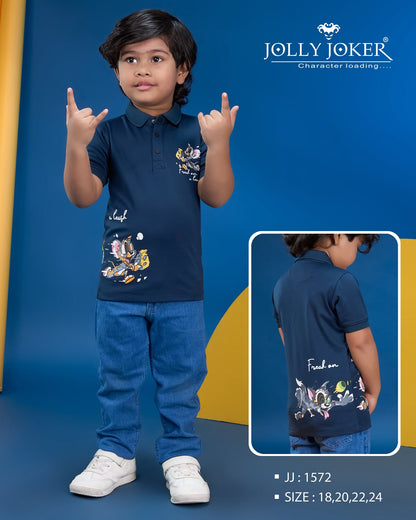 Jj 1572 Cartoon Print Jolly Joker Tencil Boys Tshirt Supplier Ahmedabad