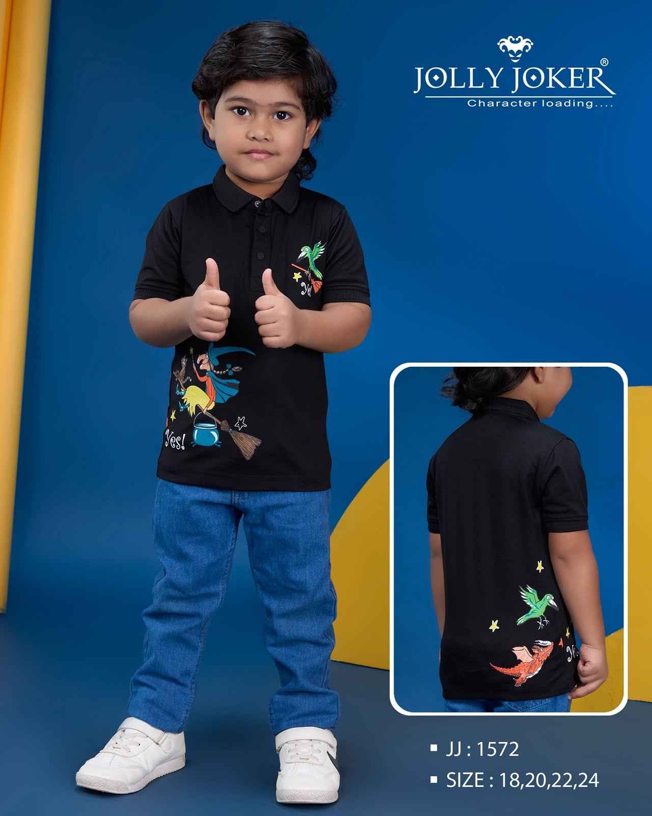 Jj 1572 Cartoon Print Jolly Joker Tencil Boys Tshirt Supplier Ahmedabad