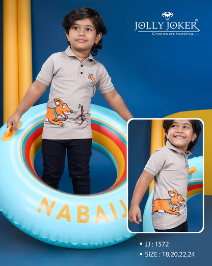 Jj 1572 Cartoon Print Jolly Joker Tencil Boys Tshirt Supplier Ahmedabad