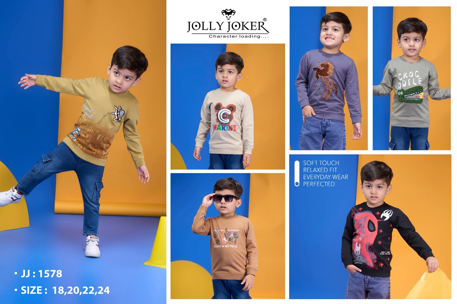 Jj 1578 Stickers Jolly Joker Cotton Looper Boys Tshirt Supplier Ahmedabad