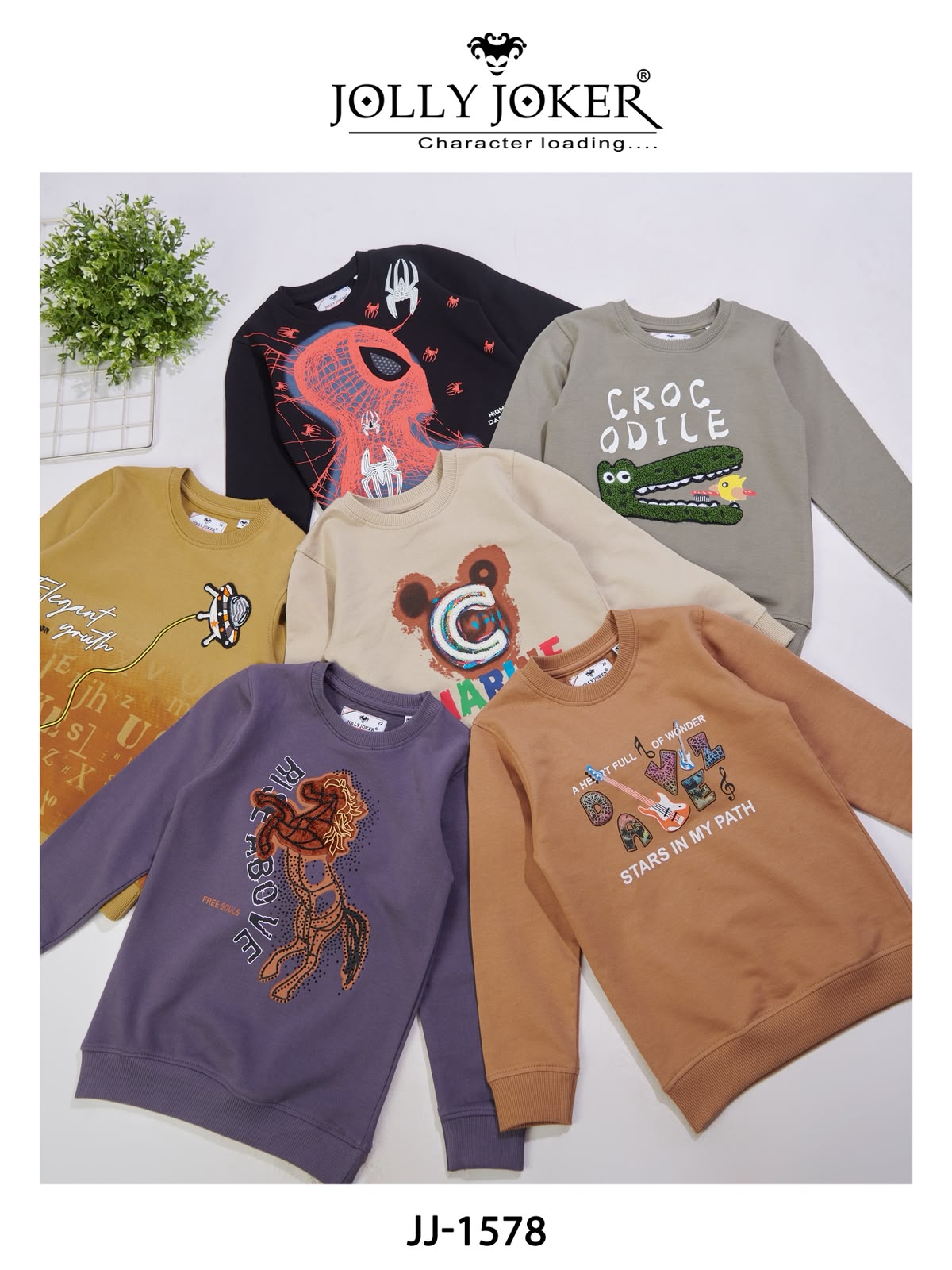 Jj 1578 Stickers Jolly Joker Cotton Looper Boys Tshirt Supplier Ahmedabad