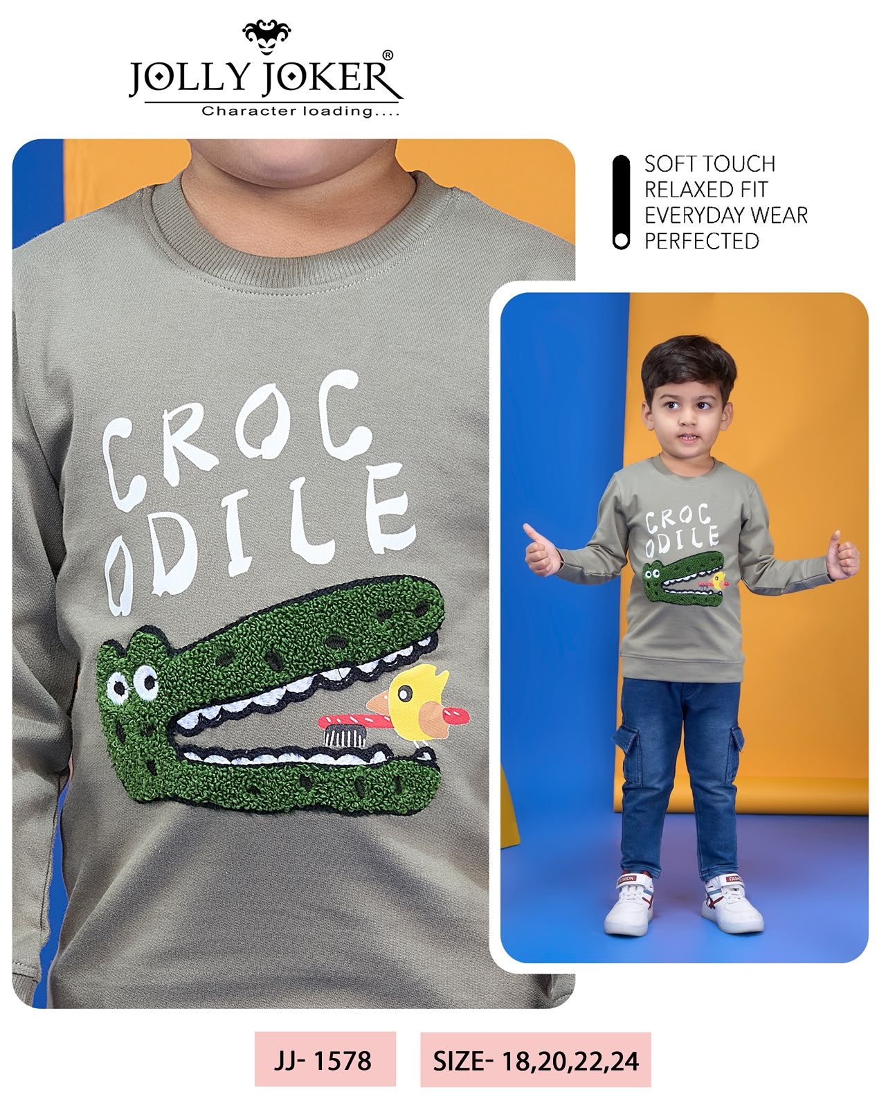 Jj 1578 Stickers Jolly Joker Cotton Looper Boys Tshirt Supplier Ahmedabad