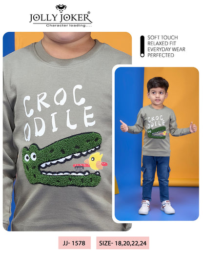 Jj 1578 Stickers Jolly Joker Cotton Looper Boys Tshirt Supplier Ahmedabad