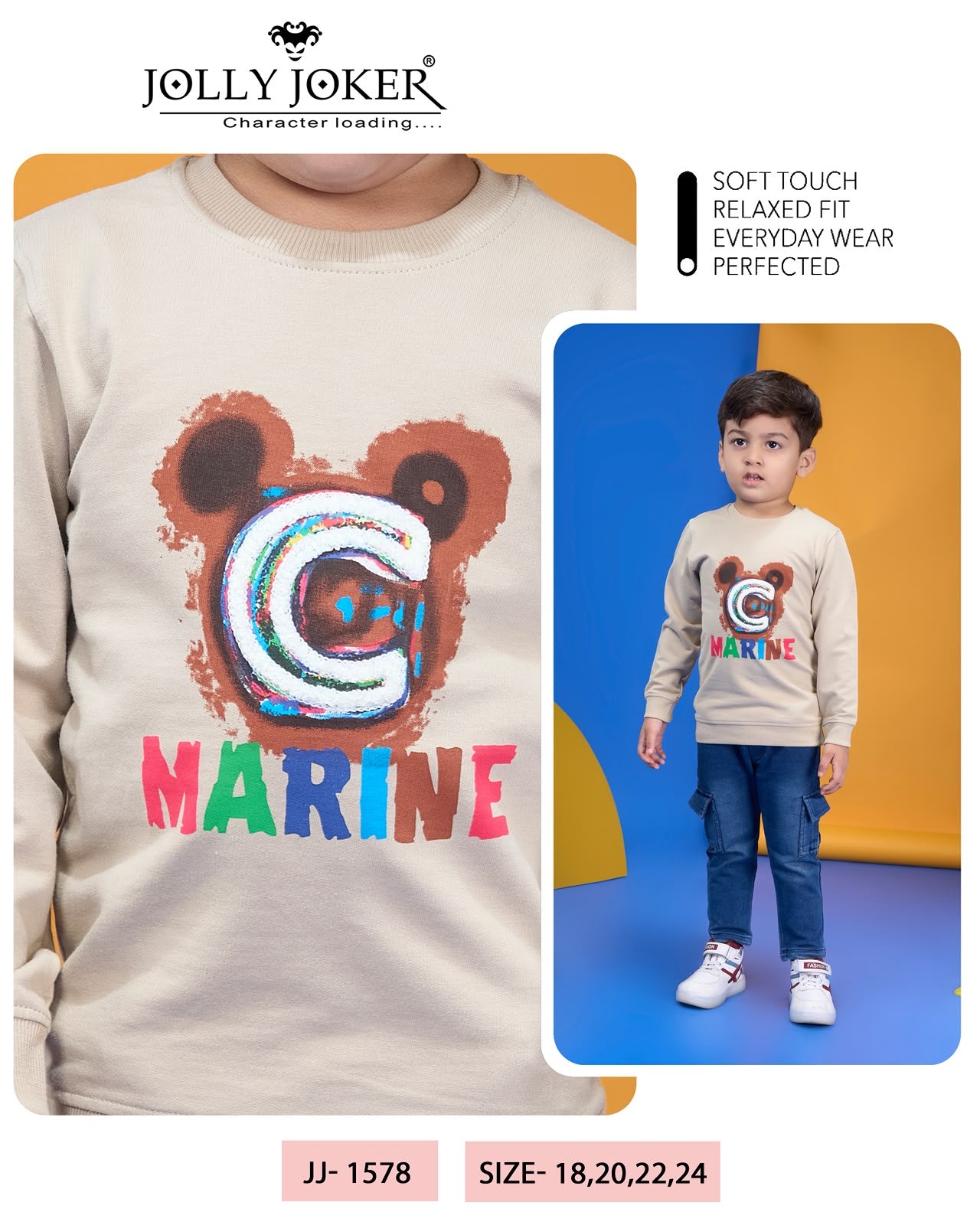 Jj 1578 Stickers Jolly Joker Cotton Looper Boys Tshirt Supplier Ahmedabad