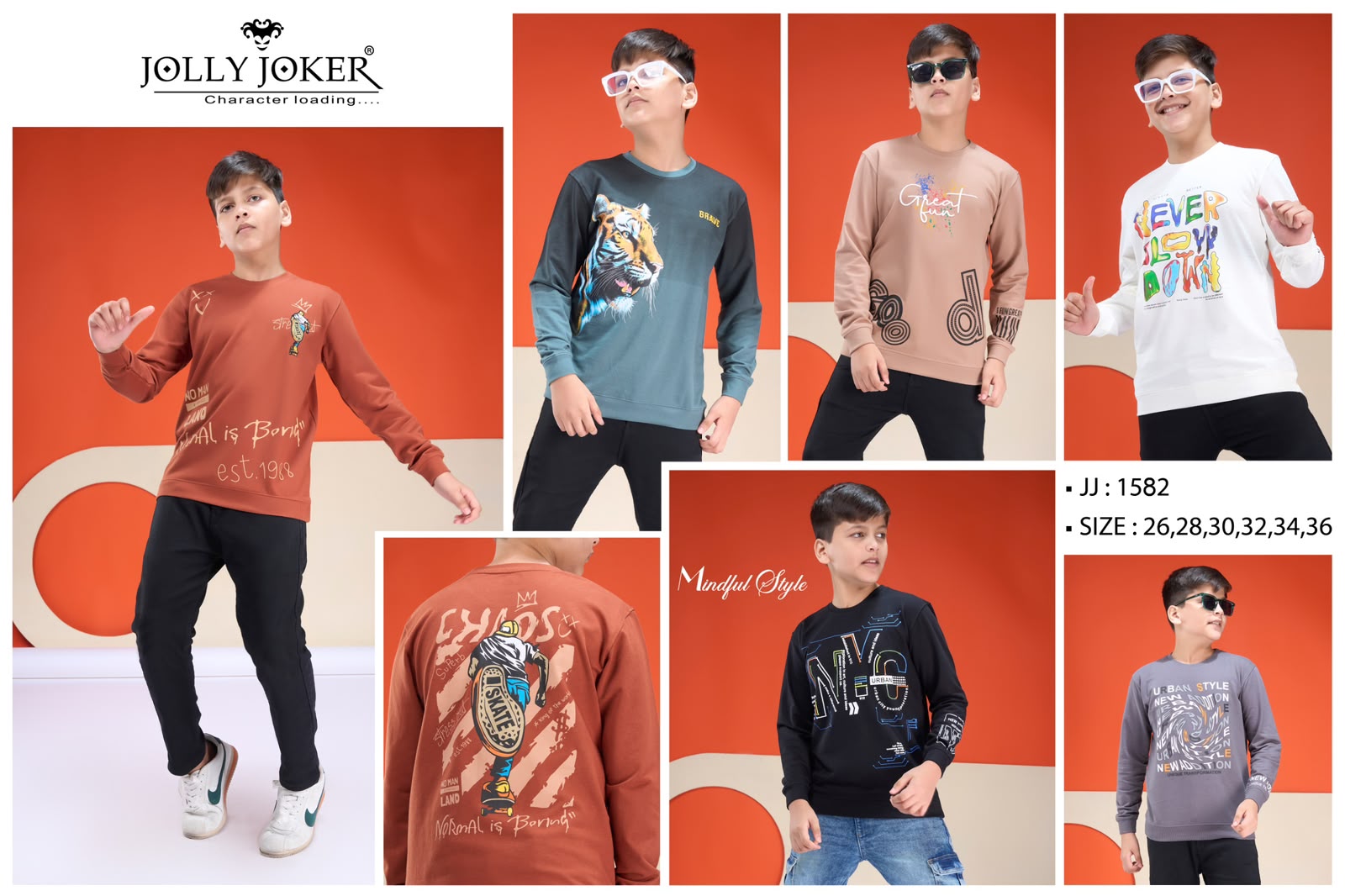Jj 1582 Full Sleeves Jolly Joker Cotton Looper Boys Tshirt Wholesale Rate