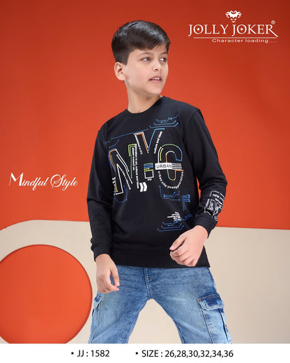 Jj 1582 Full Sleeves Jolly Joker Cotton Looper Boys Tshirt Wholesale Rate