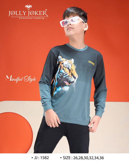 Jj 1582 Full Sleeves Jolly Joker Cotton Looper Boys Tshirt Wholesale Rate