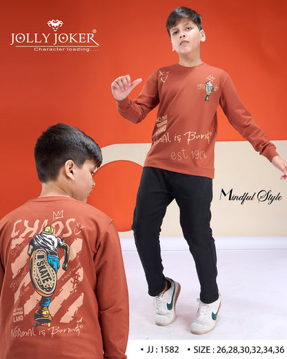 Jj 1582 Full Sleeves Jolly Joker Cotton Looper Boys Tshirt Wholesale Rate