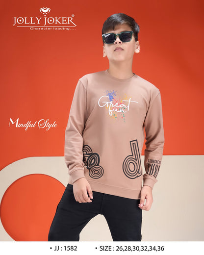 Jj 1582 Full Sleeves Jolly Joker Cotton Looper Boys Tshirt Wholesale Rate